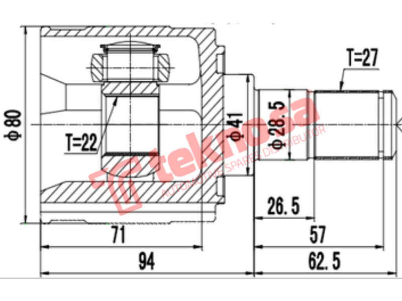 Inner Cv Joint Hyundai i30 1.6 CCVT 1.8 2007- Elantra 1.8 CVVT 2011- HY4016