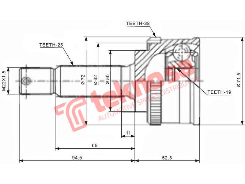 Outer Cv Joint Hyundai Atos 1.0I 1.1I Matrix 1.8 G4Hc G4Hg G4Gb 1999-2013 Hy5710A