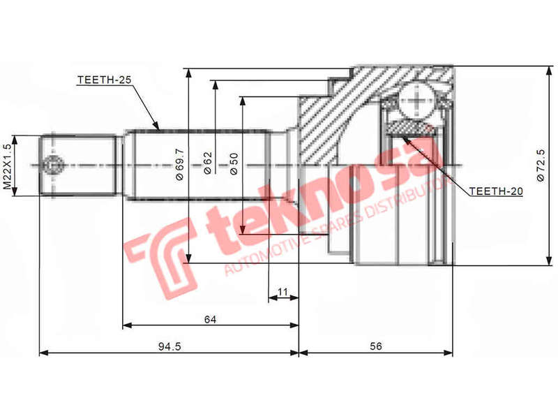 Outer Cv Joint Hyundai Atos 1.1I G4Hg 2005-2013 Atos Prime 1,1I 2003-2010 Hy5715