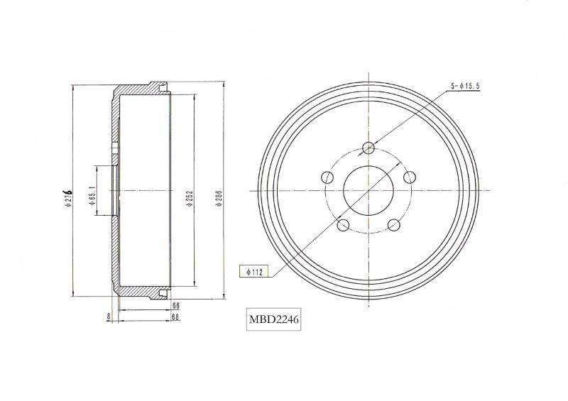 Brake Drum Vw Motopart (Mbd2246)
