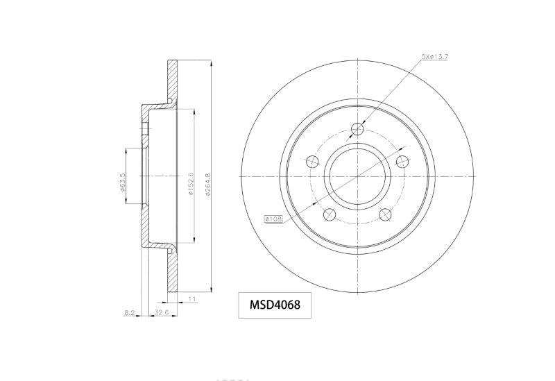 Brake Disc Solid Rear Ford Focus Ii 1.6,1.8,2.0 2005 2012 (Single)
