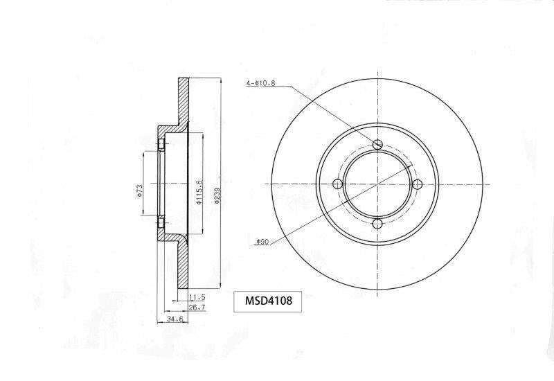 Brake Disc Solid Front Toyota Corolla 1975 1989 (Single)