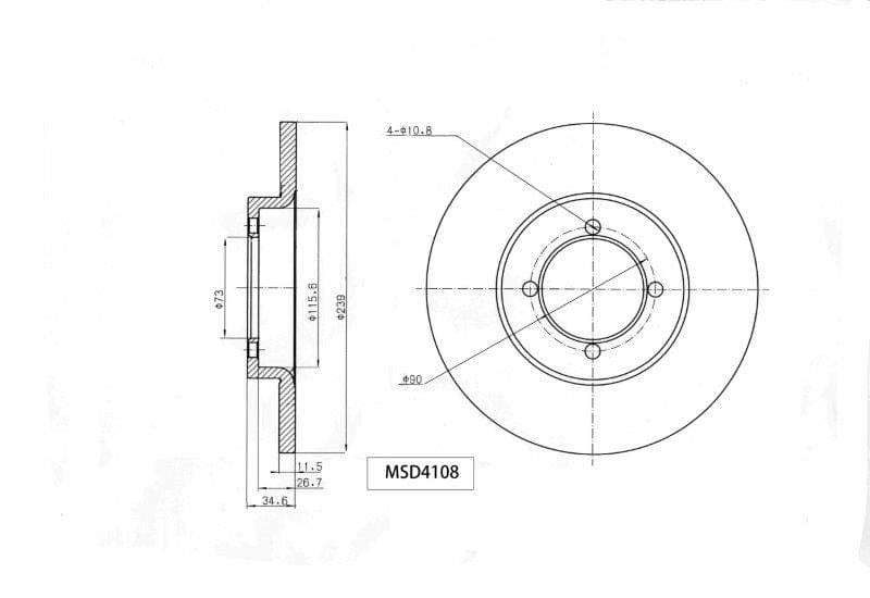 Brake Disc Solid Front Toyota Corolla 1975 1989 (Single)