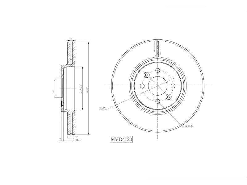 Brake Disc Vented Front Motopart (Mvd4120)