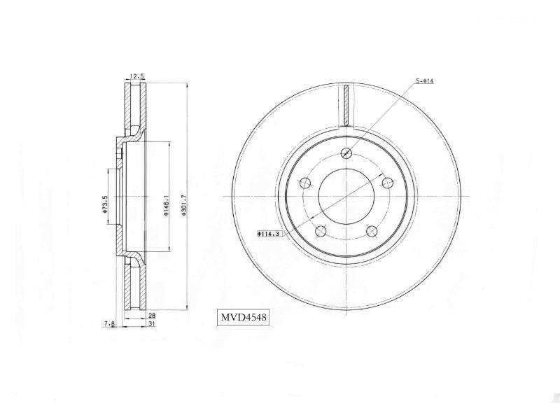 Brake Disc Vented Front Motopart (Mvd4548)