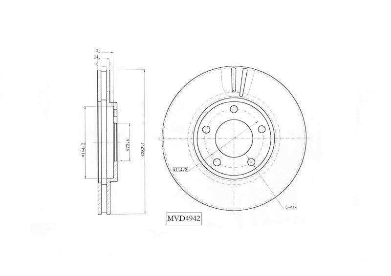 Brake Disc Vented Front Chrystler Voyager Motopart (Mvd4942)