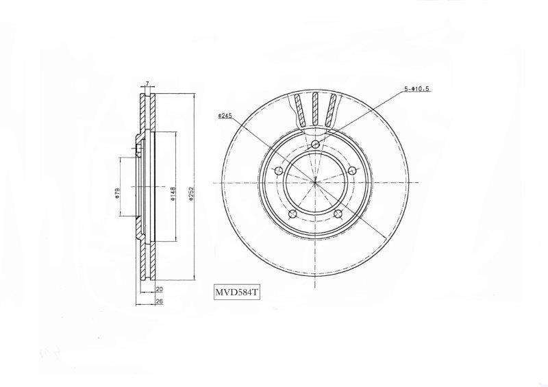 Brake Disc Dr6233 Motopart (Mvd584T)