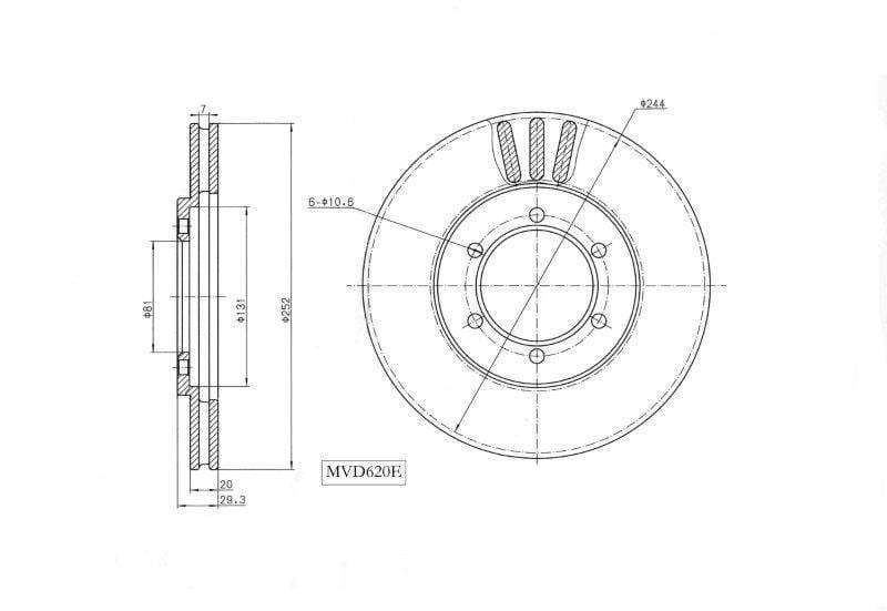 Brake Disc Dr6227 Motopart (Mvd620E)