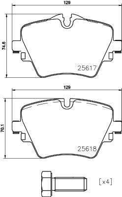 Brembo Brake Pads Front Bmw X1 F48/F45/F4 ( Set Lh&Rh) (P06093)