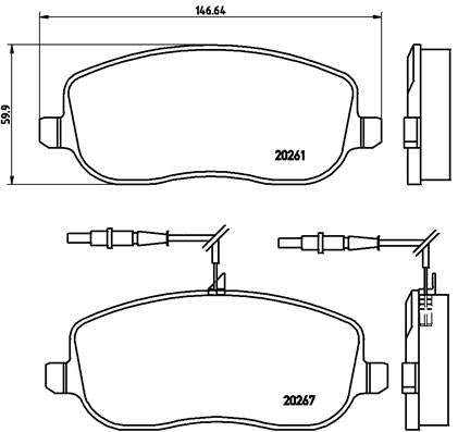 Brembo Brake Pads Front Fiat Ulysse ( Set Lh&Rh) (P23090)