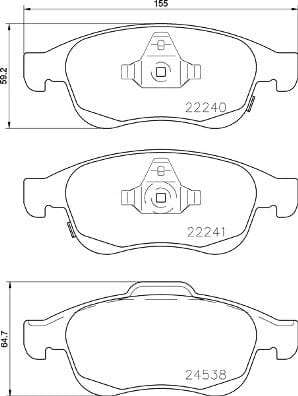 Brembo Brake Pads Front Fiat 500X/Jeeprenegade ( Set Lh&Rh) (P23165)