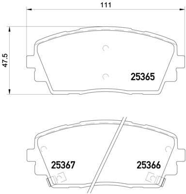 Brembo Brake Pads Front Kia Picanto 110Mm ( Set Lh&Rh) (P30053)