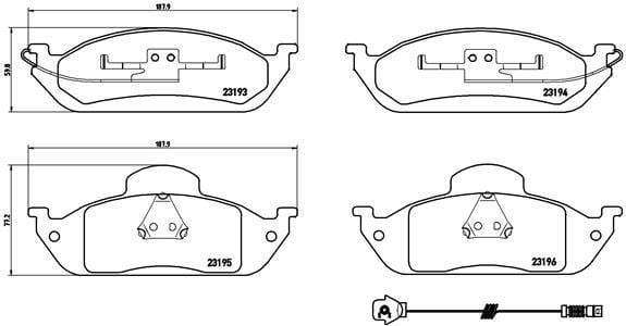 Brembo Brake Pads Front Mercedes Ml270 '00-On ( Set Lh&Rh) (P50039)