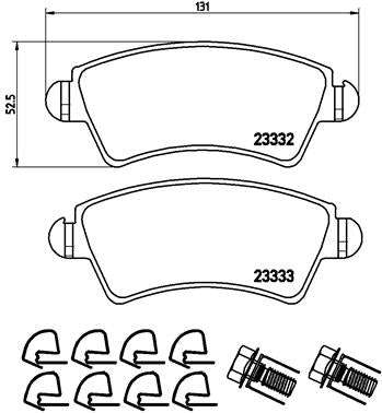 Brembo Brake Pads Front Peugeot 206 1 1.6 ( Set Lh&Rh) (P61067)