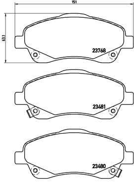 Brembo Brake Pads Front Toyota Corollaverso ( Set Lh&Rh) (P83046)