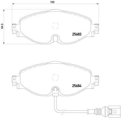 Brembo Brake Pads Front Audi A3/Golf 7 ( Set Lh&Rh) (P85126)