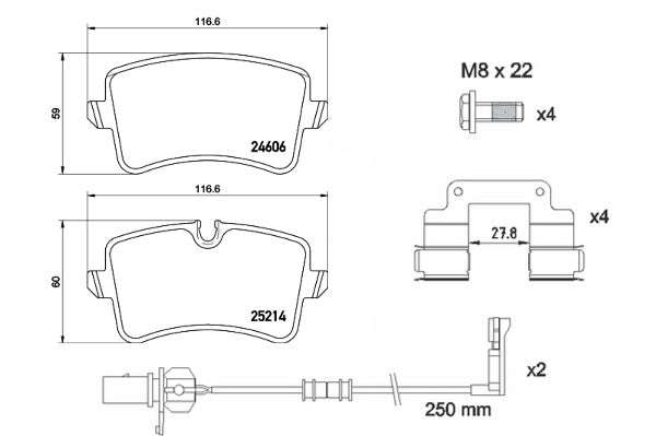 Brembo Brake Pads Rear Audi S4 B9/ A8 ( Set Lh&Rh) (P85157)