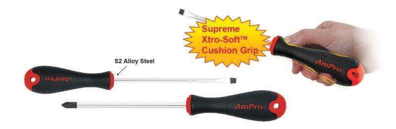 Xtro Soft Pro Slotted Screwdriver 55X125Mm AMPRO T32910