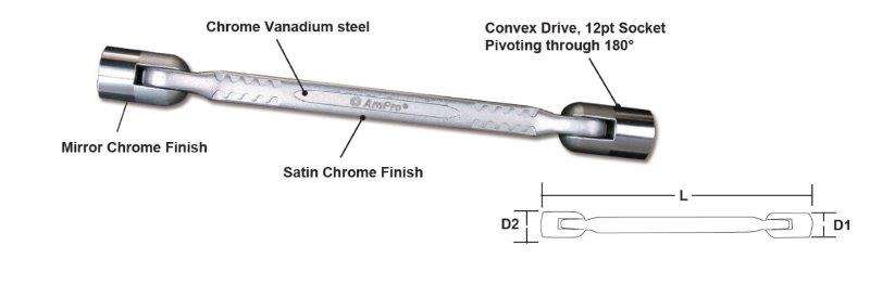 16Mm X 17Mm Swivel Socket Wrench AMPRO T40917