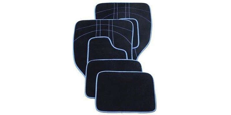 Autogear 4 Piece Carpet Mat Set - Black-Blue Trim