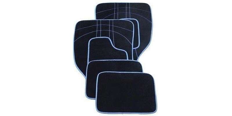 Autogear 4 Piece Carpet Mat Set - Black-Blue Trim