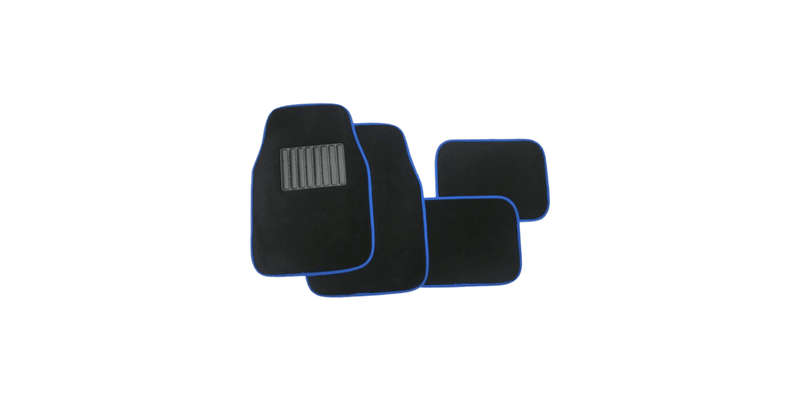 Autogear 4 Piece Carpet Mat Set - Black-Blue Trim