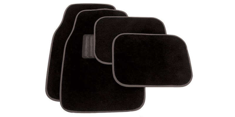 Autogear 4 Piece Carpet Mat Set - Black-Grey Trim
