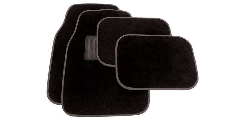 Autogear 4 Piece Carpet Mat Set - Black-Grey Trim