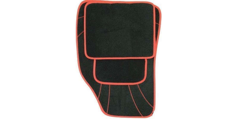 Autogear 4 Piece Carpet Mat Set - Black-Red Trim