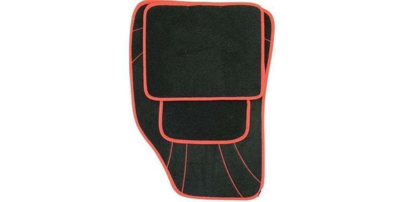 Autogear 4 Piece Carpet Mat Set - Black-Red Trim