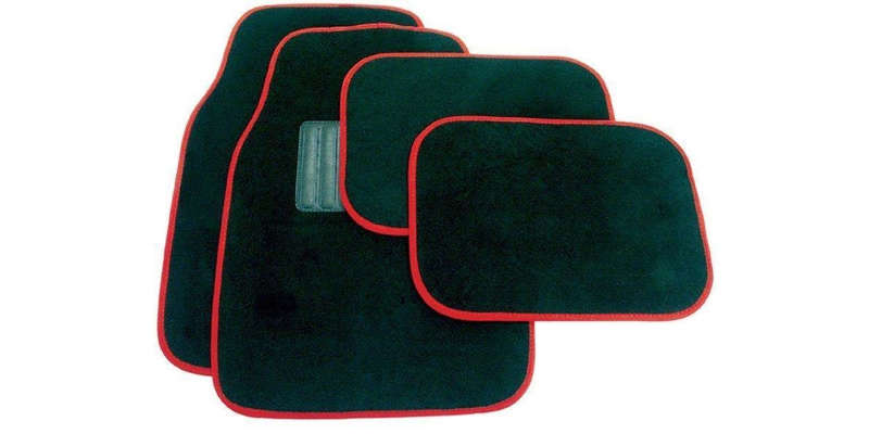 Autogear 4 Piece Carpet Mat Set - Black-Red Trim