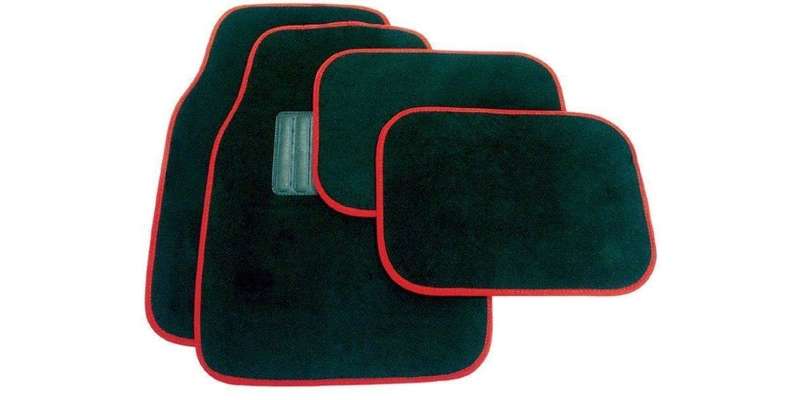 Autogear 4 Piece Carpet Mat Set - Black-Red Trim