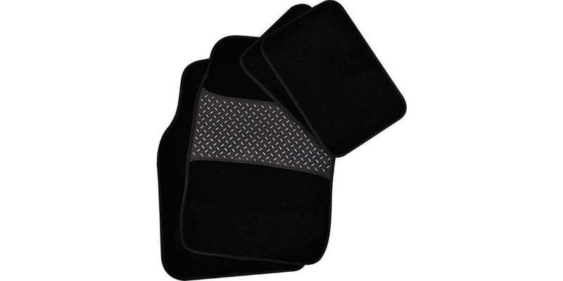Autogear 4 Piece Carpet Mat Set - Black-Black Trim