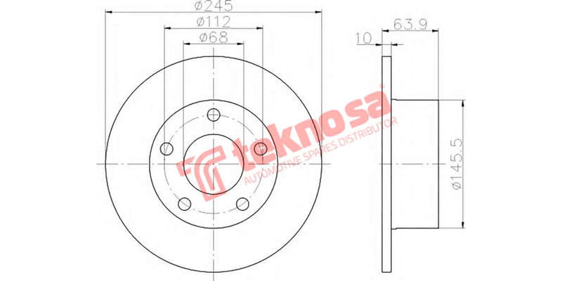 Brake Disc Audi 500E A6 92 (Rear Solid)