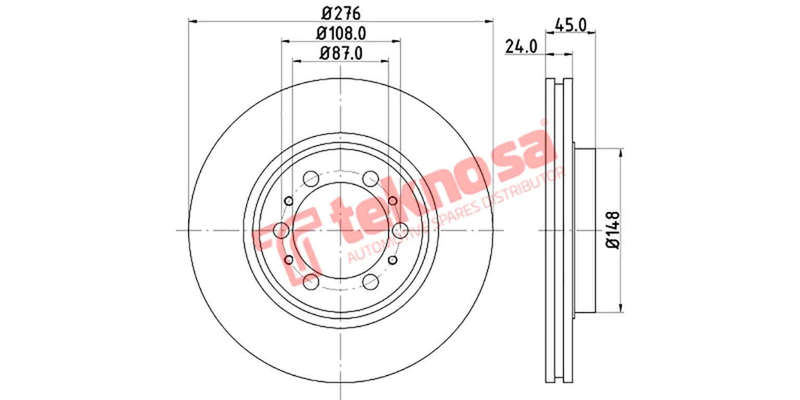 Brake Disc Colt 2.8D Pioneer 2.8 4X4 99 (Front Vented)