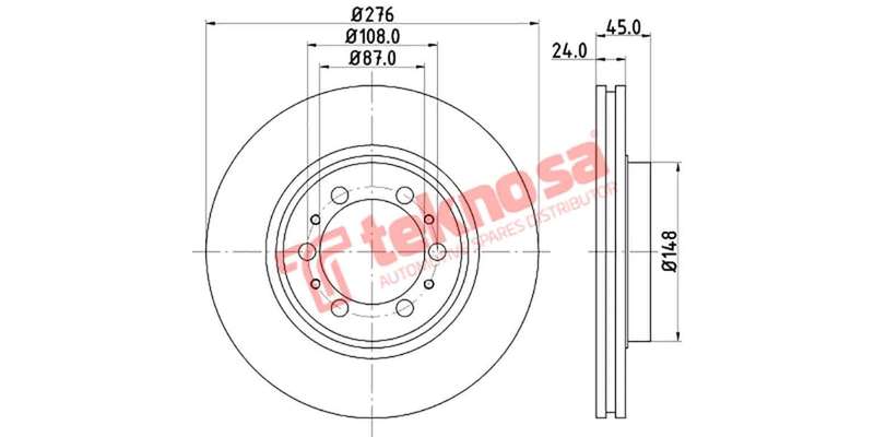 Brake Disc Colt 2.8D Pioneer 2.8 4X4 99 (Front Vented)