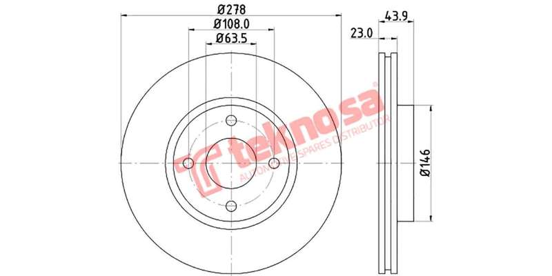 Brake Disc Ford B Max 1.0 Fiesta 1.6St 13 (Front Vented)