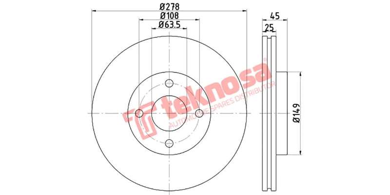 Brake Disc Ford Fiesta 2.0St 05 08 (Front Vented)