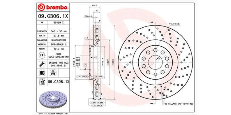 Brake Disc Front (1 In Box) Audi Rear Solid3 TT Rear Solid S3 8V Audi Tt VW Golf 7R Drilled Vente...