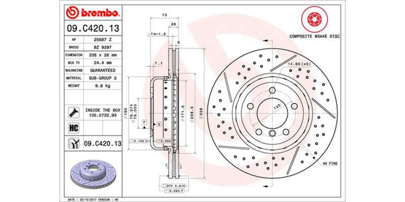 Brake Disc Front (1 In Box) Bmw 1 Series E8X Bmw 3 Series E9X (Brembo 09C42013)