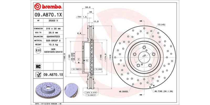 Brake Disc Front (1 In Box) Subaru Forester,Legacy,Outback (Brembo 09A8701X)