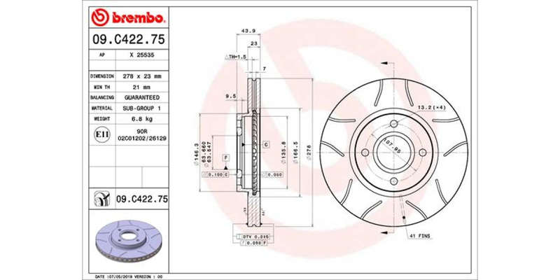 Brake Disc Front (2 In Box) Ford B Max,Fiesta ST (Brembo 09C42275)