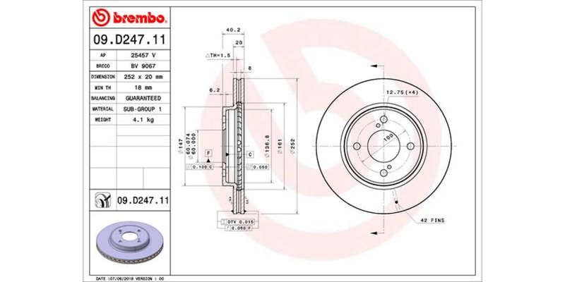 Brake Disc Front (2 In Box) Suzuki Swift Baleno (Brembo 09D24711)