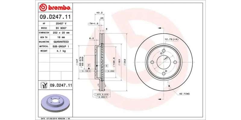 Brake Disc Front (2 In Box) Suzuki Swift Baleno (Brembo 09D24711)