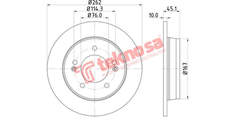 Brake Disc Hyundai Elantra I30 Veloster (Rear Solid)