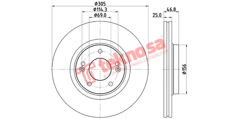 Brake Disc Hyundai I30 Tucson 15 (Front Vented)