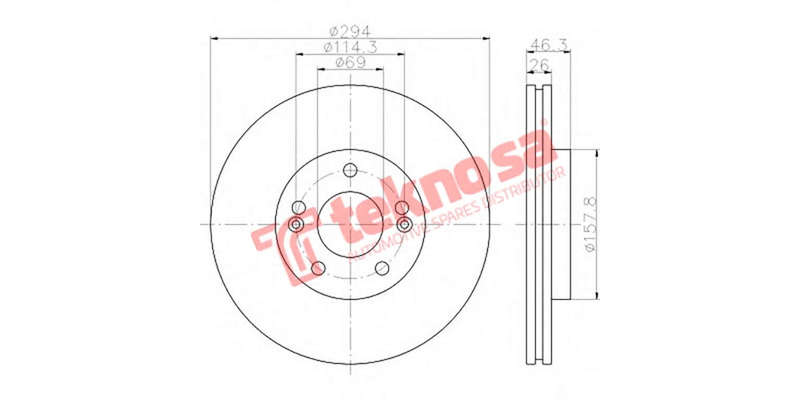 Brake Disc Hyundai Santa Fe 2.7 V6 01 06 2.4 00 (Front Vented)
