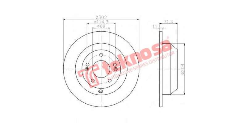 Brake Disc Hyundai Sante Fe Ii,Iii Sorento Ii (Rear Solid)