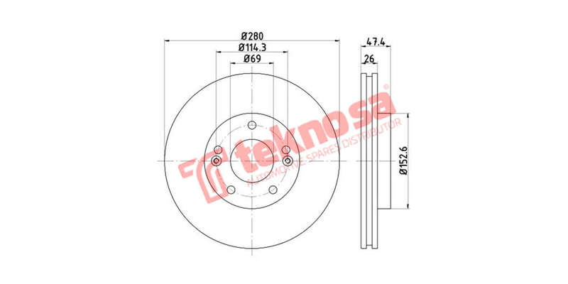 Brake Disc Hyundai Sonata Kia Sportage, Optima (Front Vented)
