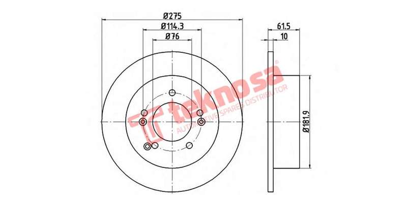 Brake Disc Kia Carens 1.6 2.0L 2007 (Rear Solid)